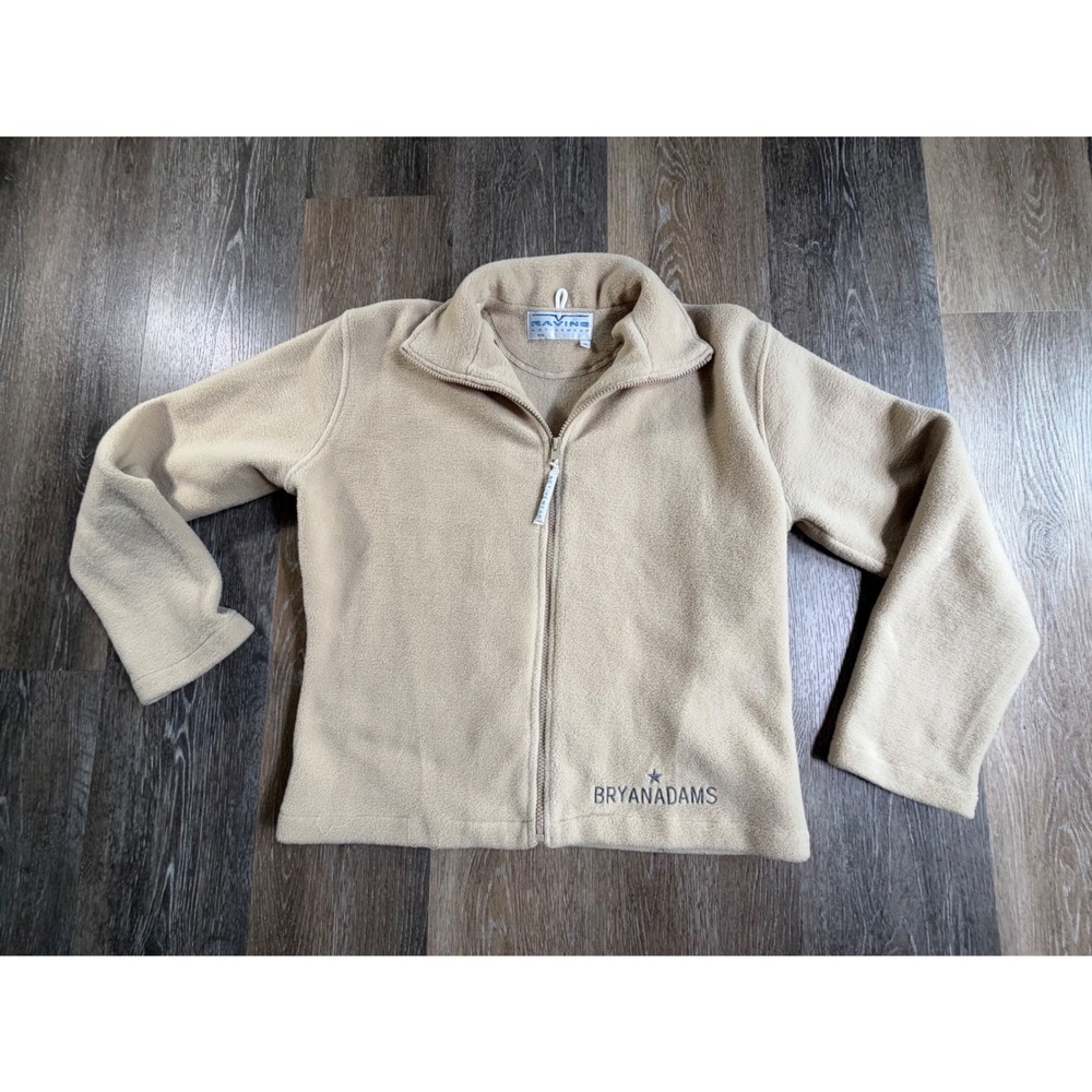 Ravine Fleece Jacket Vintage Medium Tan Bryan Adams Embroidered Full Zip